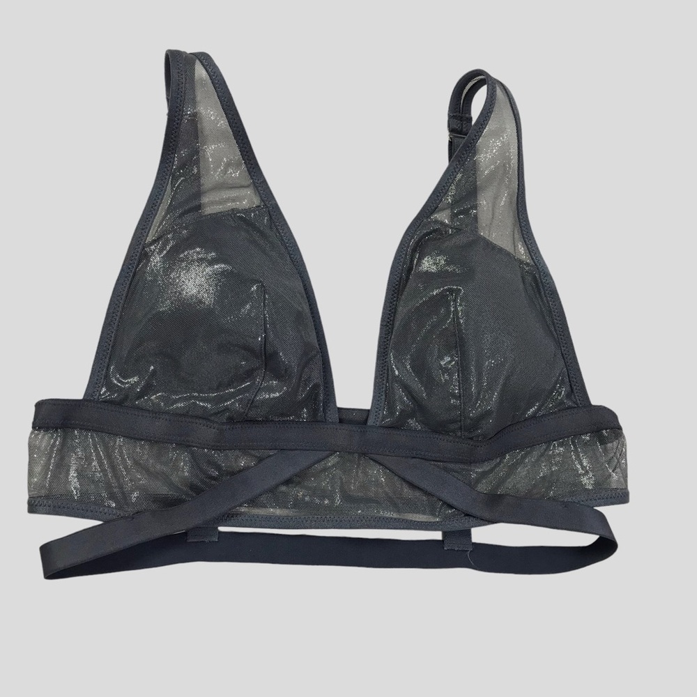 Sliver Pullover Long Line Plunge Bralette Shimmer size medium